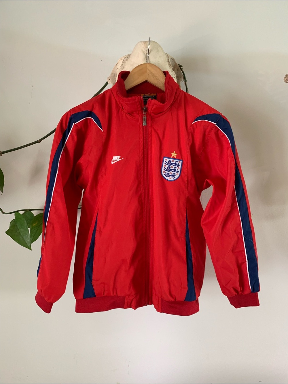 Nike Kids Red England Crest Track Jacket with Navy Trim